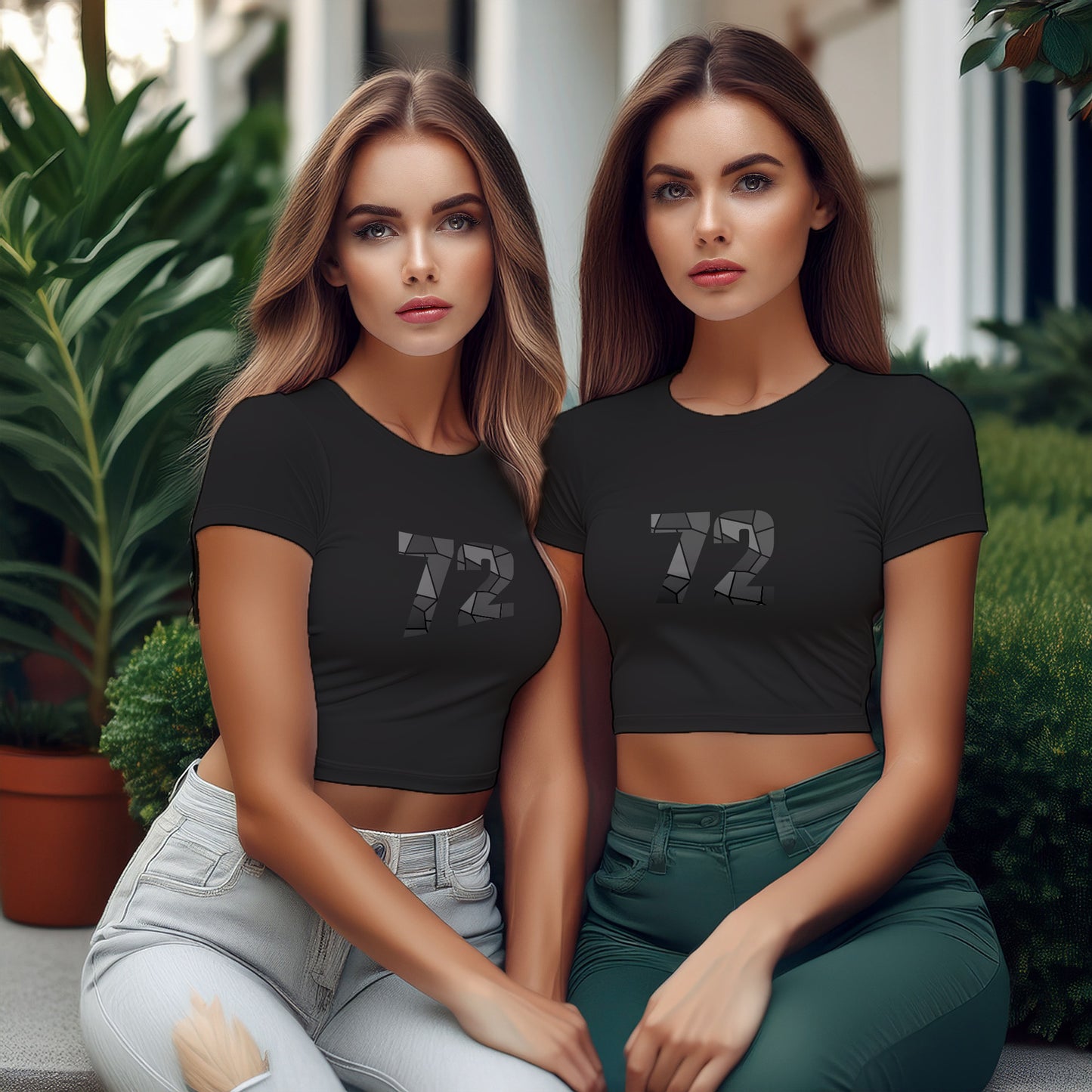 72 Number Women Crop Top (Black)