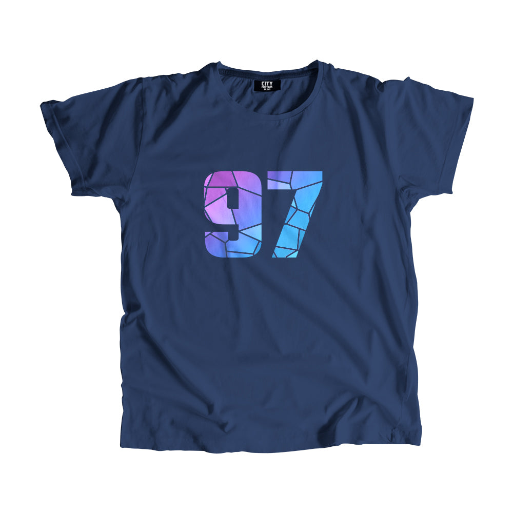 00-99 Numbers Unisex T-Shirt (Navy Blue, Large Size)