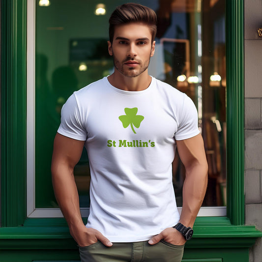 St Mullin's Shamrock Men Unisex T-Shirt (White)
