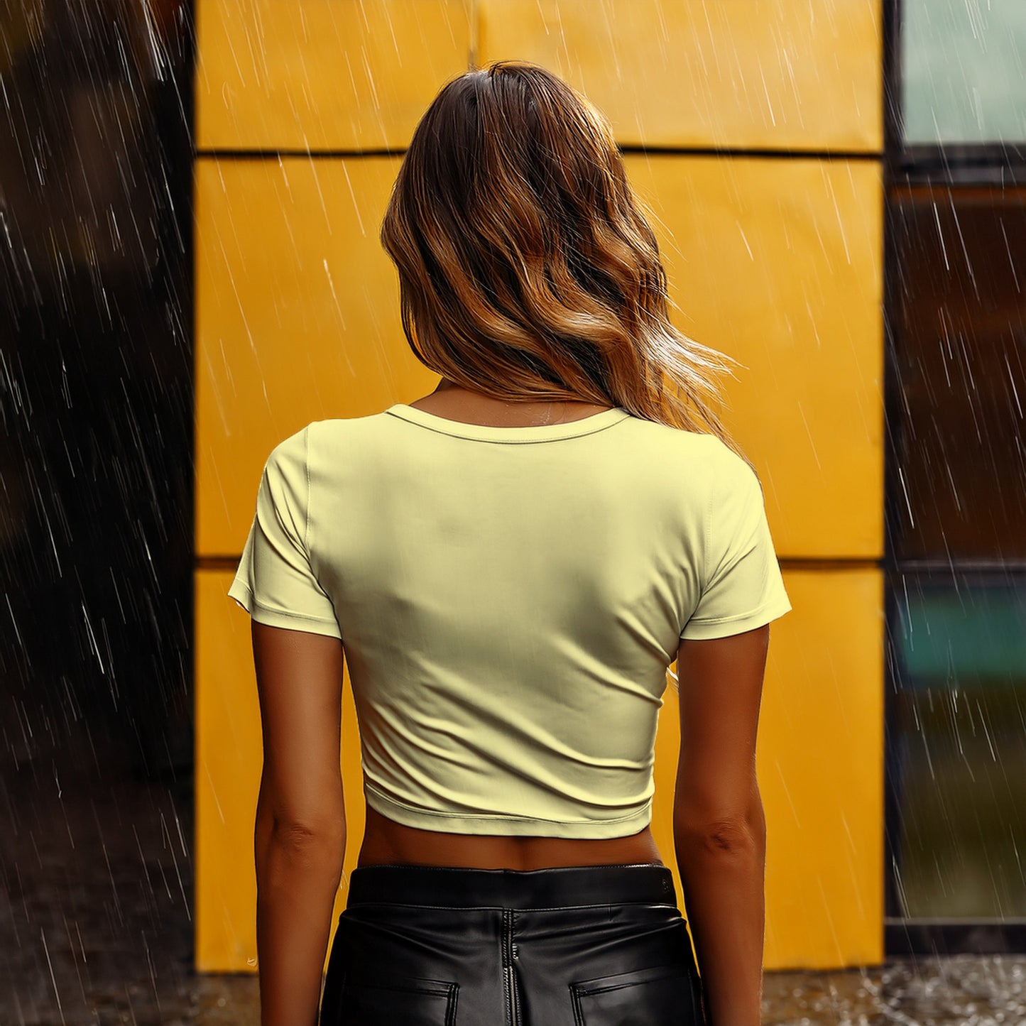 61 Number Women Crop Top (Butter Yellow)