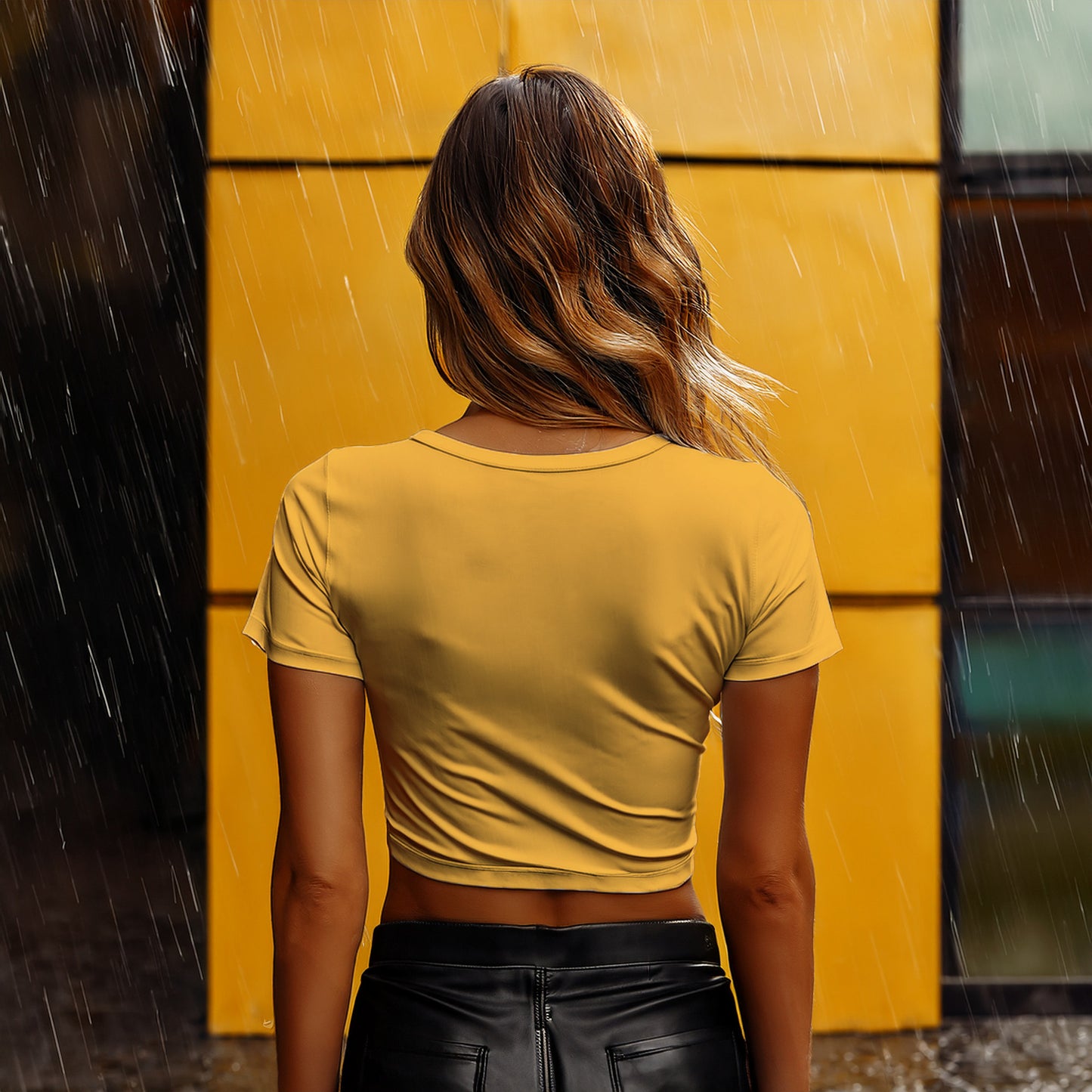 52 Number Women Crop Top (Golden Yellow)