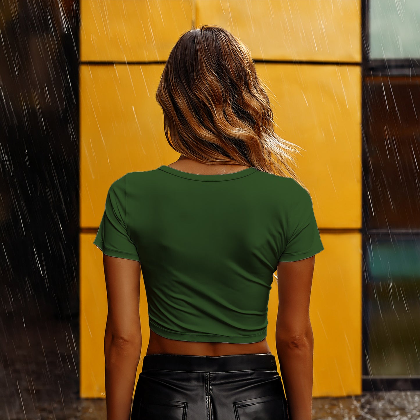 07 Number Women Crop Top (Olive Green)